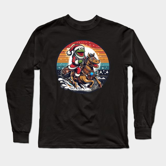 Muppet Riding on Santa's Horse Long Sleeve T-Shirt by AlephArt